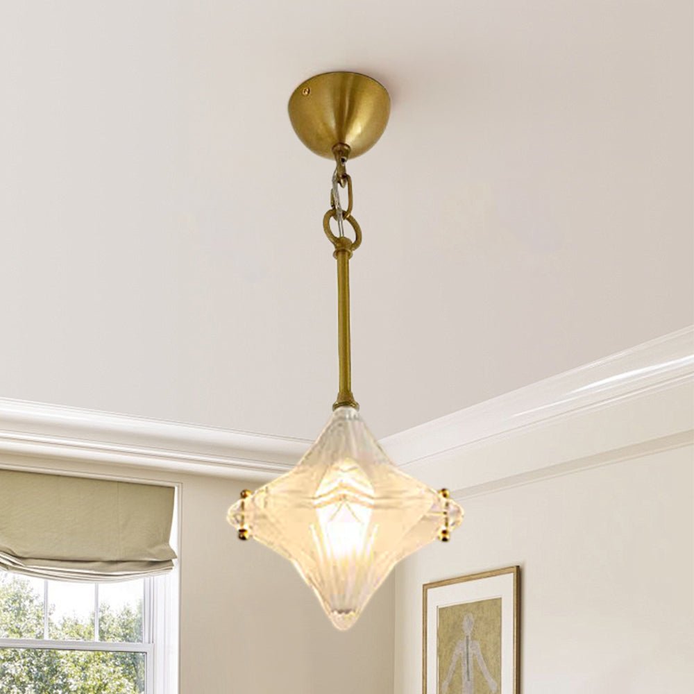 Pendantlightie - Art Deco Twinkle 1 - Light Frosted Star Shape Glass Pendant Light - Pendants - Brass - 
