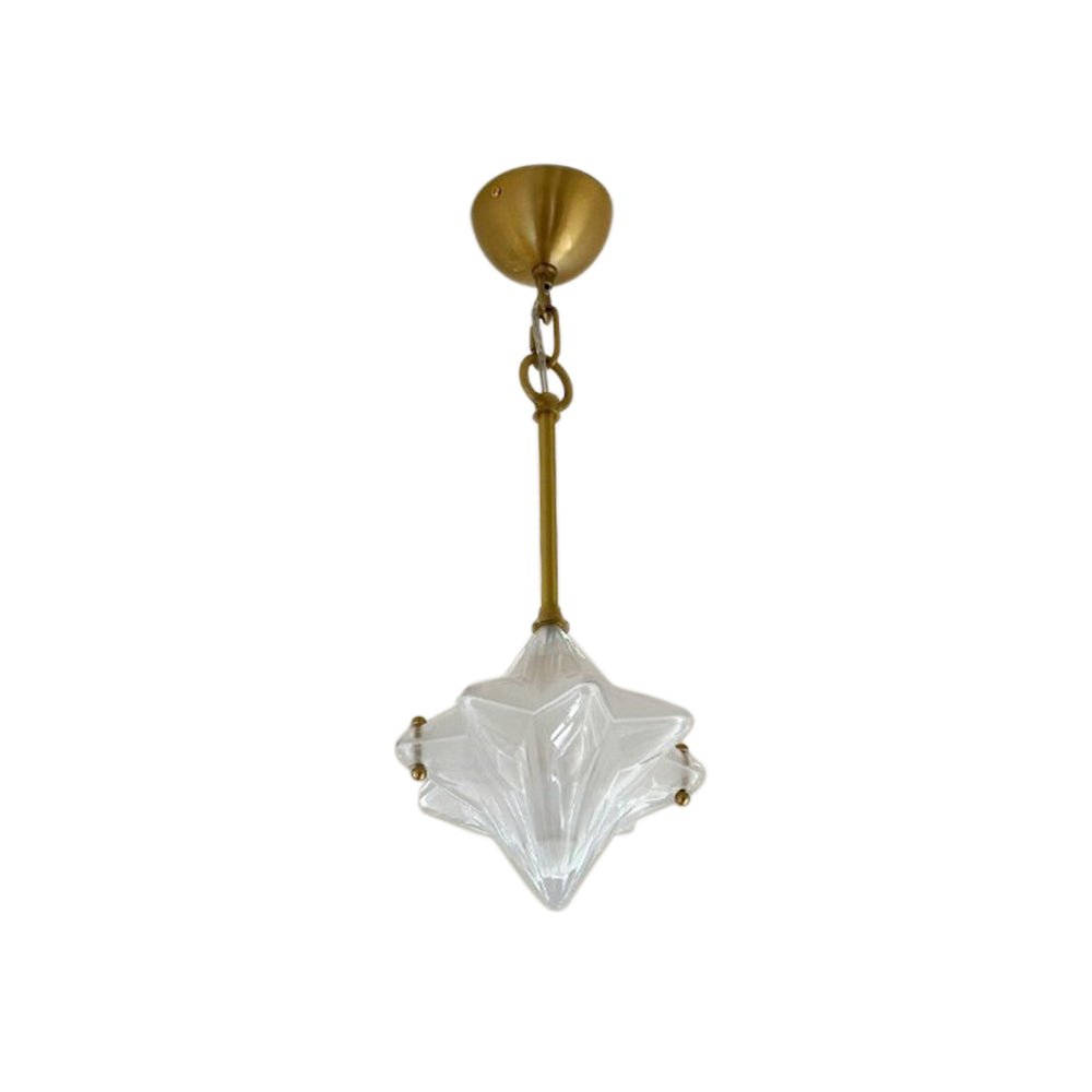 Pendantlightie - Art Deco Twinkle 1 - Light Frosted Star Shape Glass Pendant Light - Pendants - Brass - 