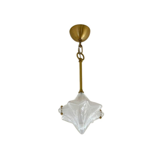Pendantlightie - Art Deco Twinkle 1 - Light Frosted Star Shape Glass Pendant Light - Pendants - Brass - 