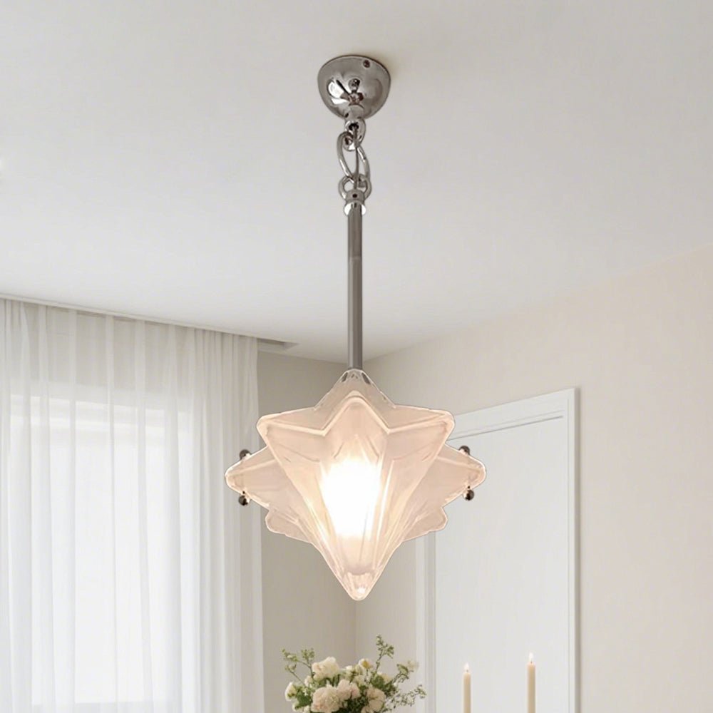 Pendantlightie - Art Deco Twinkle 1 - Light Frosted Star Shape Glass Pendant Light - Pendants - Brass - 
