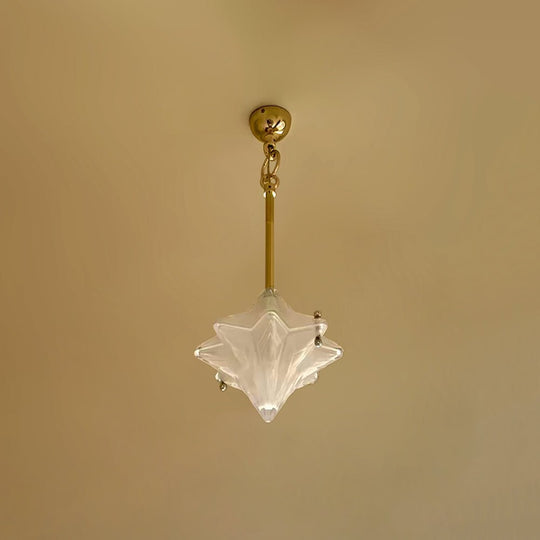 Pendantlightie - Art Deco Twinkle 1 - Light Frosted Star Shape Glass Pendant Light - Pendants - Brass - 