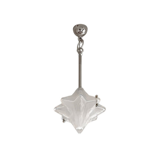 Pendantlightie - Art Deco Twinkle 1 - Light Frosted Star Shape Glass Pendant Light - Pendants - Brass - 