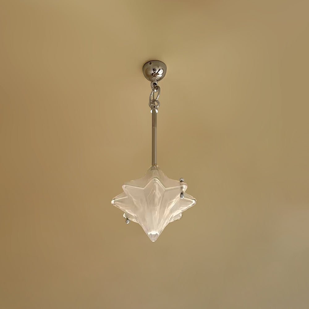 Pendantlightie - Art Deco Twinkle 1 - Light Frosted Star Shape Glass Pendant Light - Pendants - Brass - 