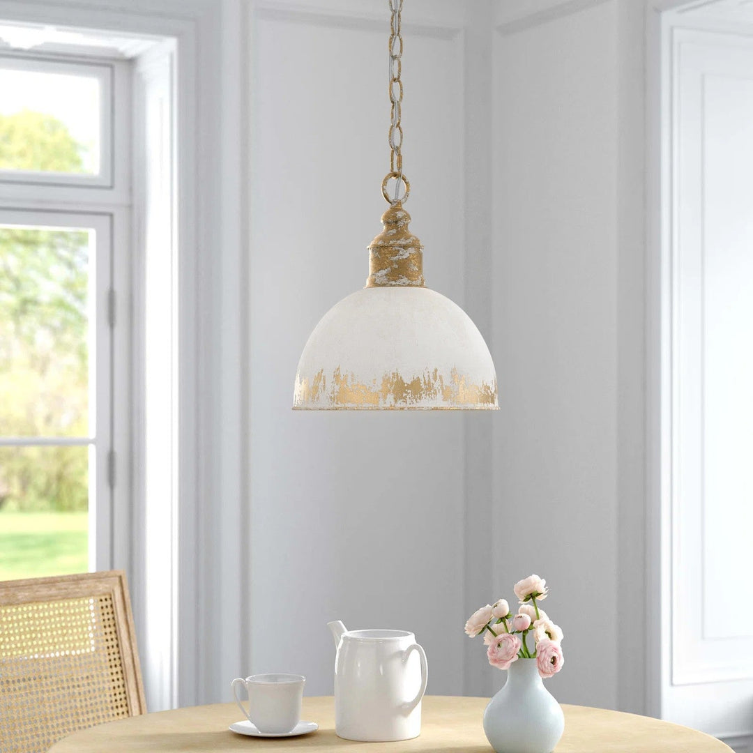 Pendantlightie - Arts And Crafts Vintage 1 - Light Handmade Paint Single Dome Pendant - Pendants - White - 