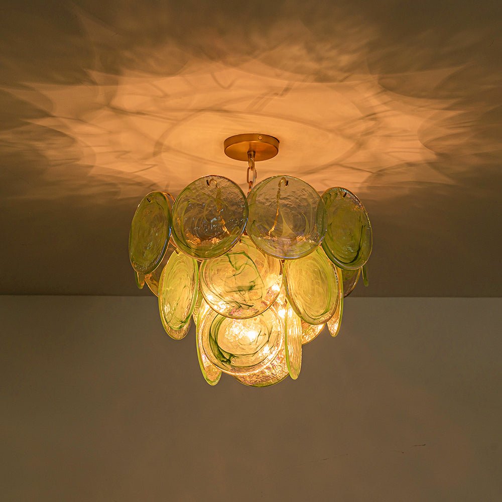 Pendantlightie - Arts And Crafts Vintage 5 - Light Swirled Cloud Glass Tiered Chandelier - Chandeliers - Blue - 