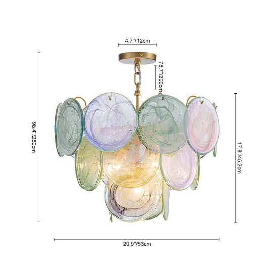 Pendantlightie - Arts And Crafts Vintage 5 - Light Swirled Cloud Glass Tiered Chandelier - Chandeliers - Blue - 