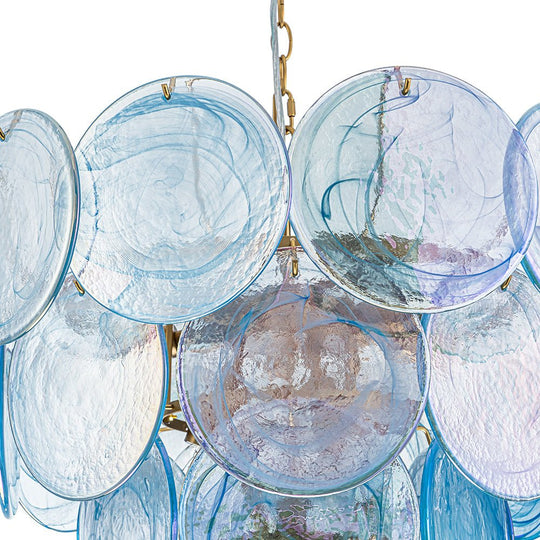 Pendantlightie - Arts And Crafts Vintage 9 - Light Swirled Cloud Glass Tiered Chandelier - Chandeliers - Blue - 