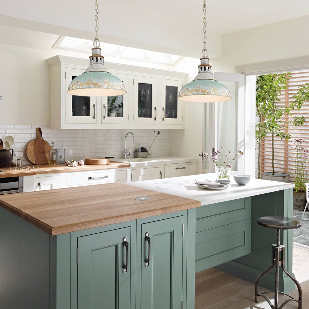 Pendantlightie - Arts And Crafts Wide Edge 1 - Light Handmade Paint Single Dome Pendant - Pendants - Blue - 