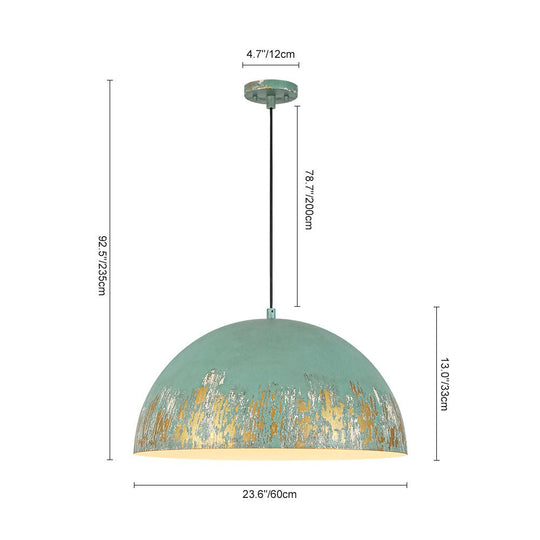 Pendantlightie-Arts Vintage 1-Light Distressed Handmade Paint Single Dome Pendant-Pendants-Brown-