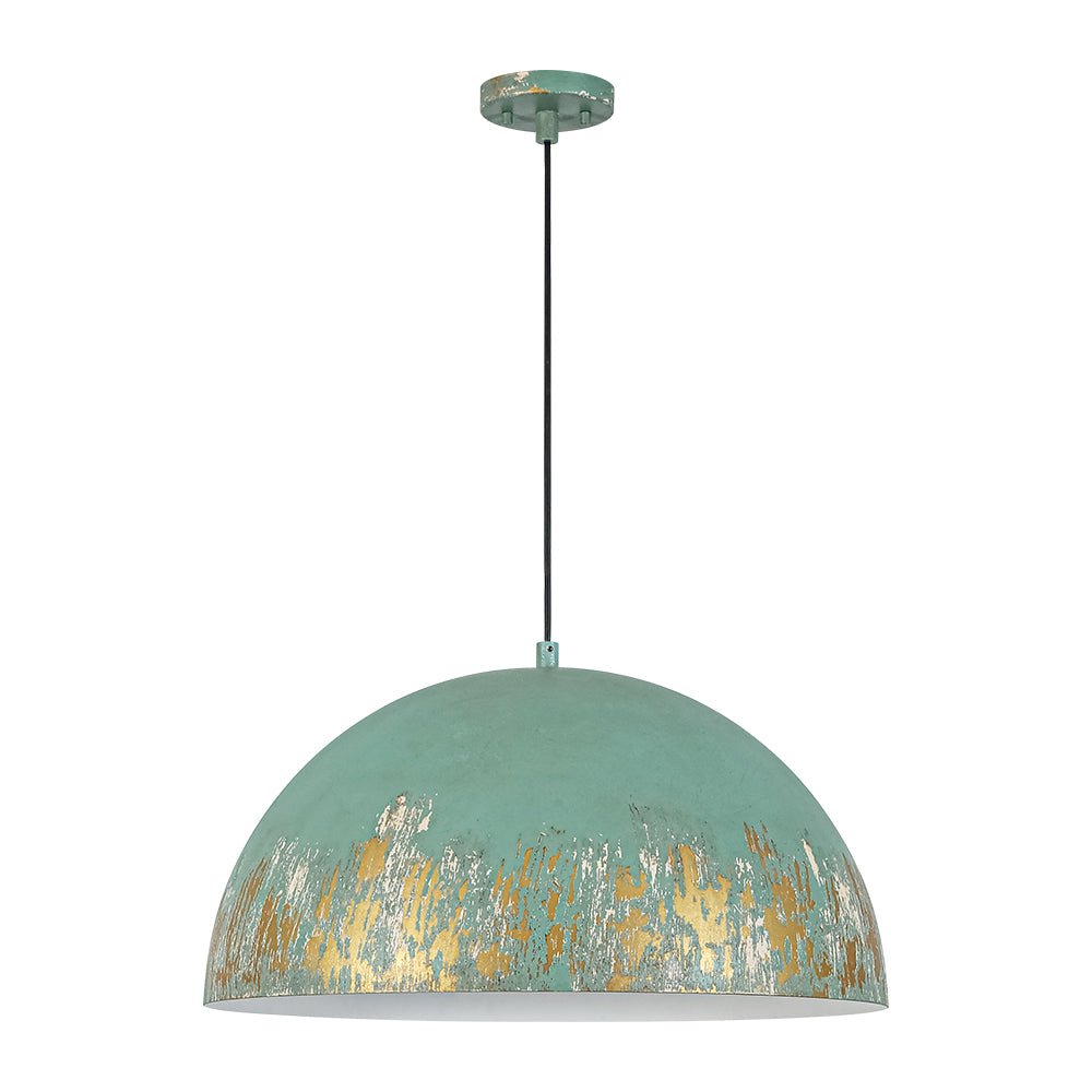 Pendantlightie-Arts Vintage 1-Light Distressed Handmade Paint Single Dome Pendant-Pendants-Brown-