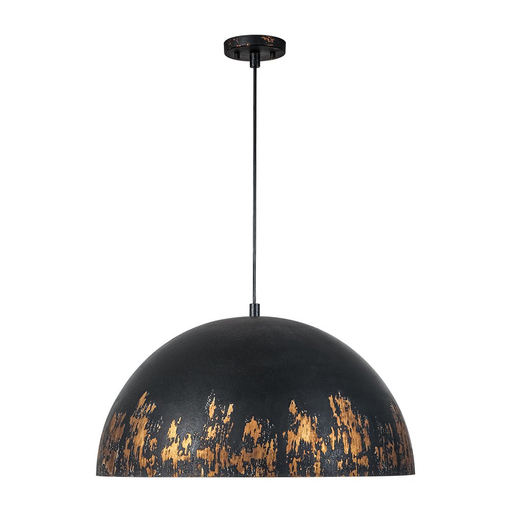 Pendantlightie-Arts Vintage 1-Light Distressed Handmade Paint Single Dome Pendant-Pendants-Brown-