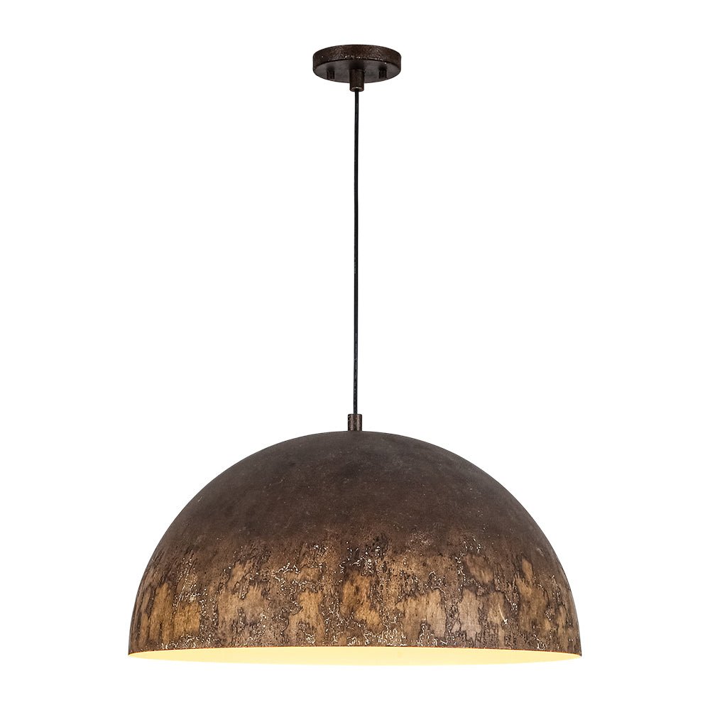 Pendantlightie-Arts Vintage 1-Light Distressed Handmade Paint Single Dome Pendant-Pendants-Brown-