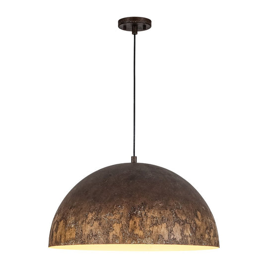 Pendantlightie-Arts Vintage 1-Light Distressed Handmade Paint Single Dome Pendant-Pendants-Brown-
