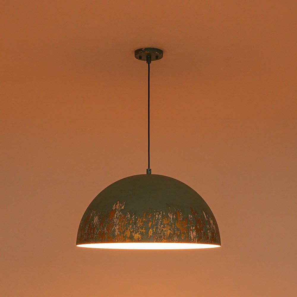 Pendantlightie-Arts Vintage 1-Light Distressed Handmade Paint Single Dome Pendant-Pendants-Brown-