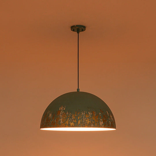 Pendantlightie-Arts Vintage 1-Light Distressed Handmade Paint Single Dome Pendant-Pendants-Brown-