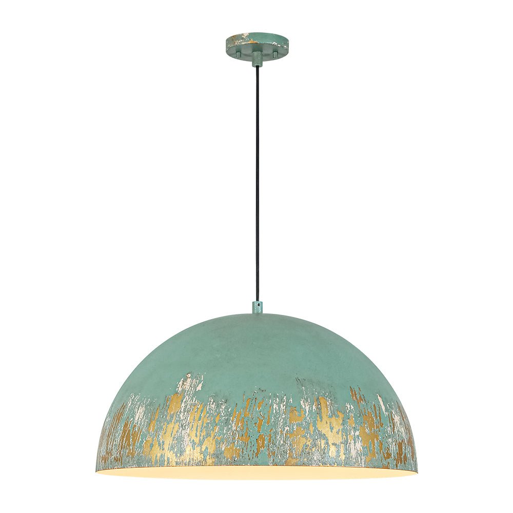 Pendantlightie-Arts Vintage 1-Light Distressed Handmade Paint Single Dome Pendant-Pendants-Brown-