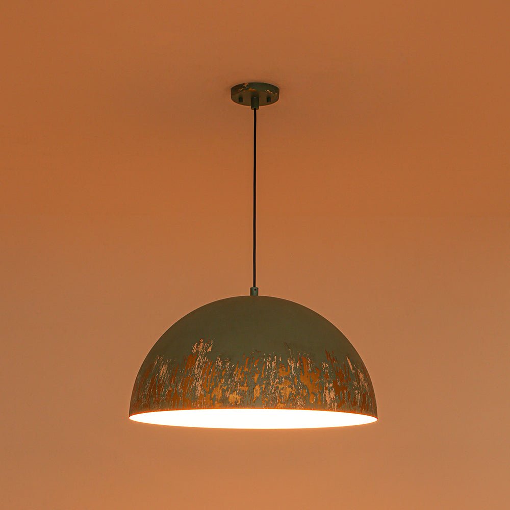 Pendantlightie-Arts Vintage 1-Light Distressed Handmade Paint Single Dome Pendant-Pendants-Brown-