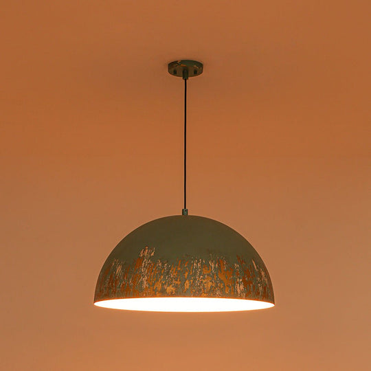 Pendantlightie-Arts Vintage 1-Light Distressed Handmade Paint Single Dome Pendant-Pendants-Brown-