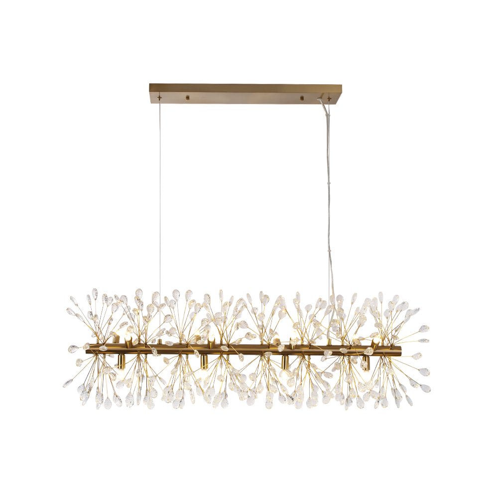 Pendantlightie - Blossom 12 - Light Floral Island Crystal Dandelion Linear Chandelier - Chandeliers - Chrome - 