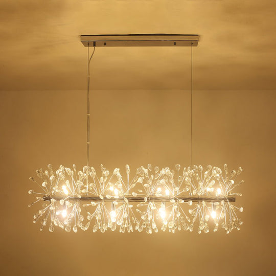 Pendantlightie - Blossom 12 - Light Floral Island Crystal Dandelion Linear Chandelier - Chandeliers - Chrome - 