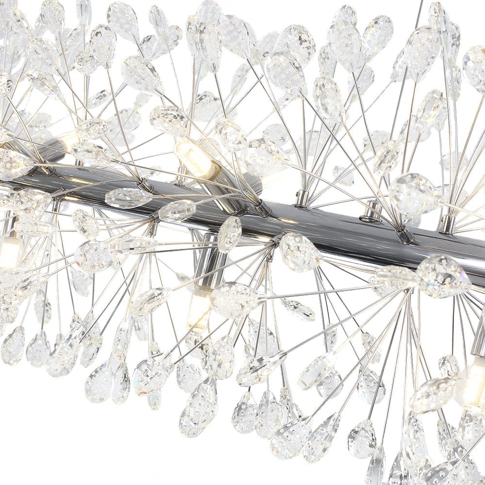 Pendantlightie - Blossom 12 - Light Floral Island Crystal Dandelion Linear Chandelier - Chandeliers - Chrome - 