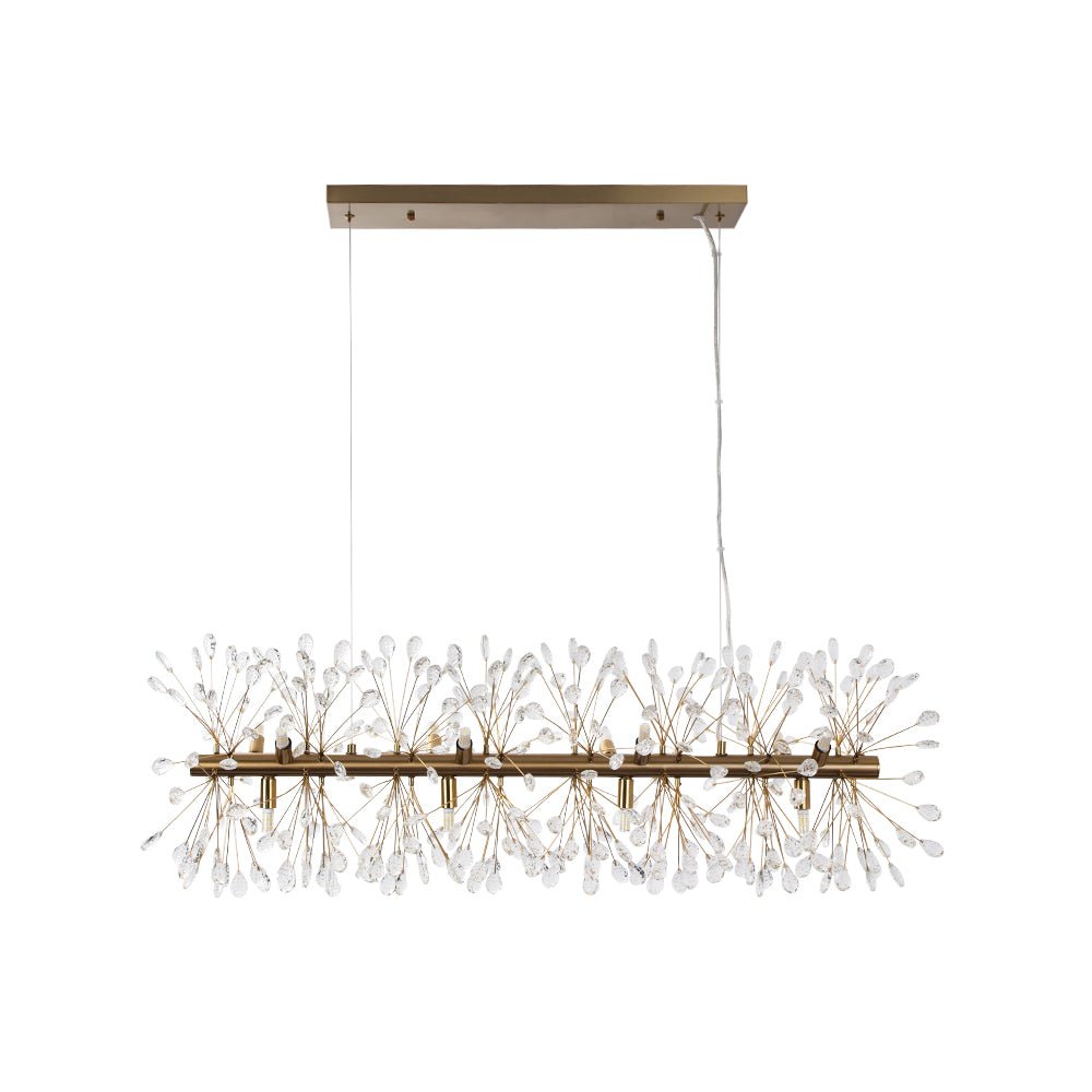 Pendantlightie - Blossom 12 - Light Floral Island Crystal Dandelion Linear Chandelier - Chandeliers - Chrome - 