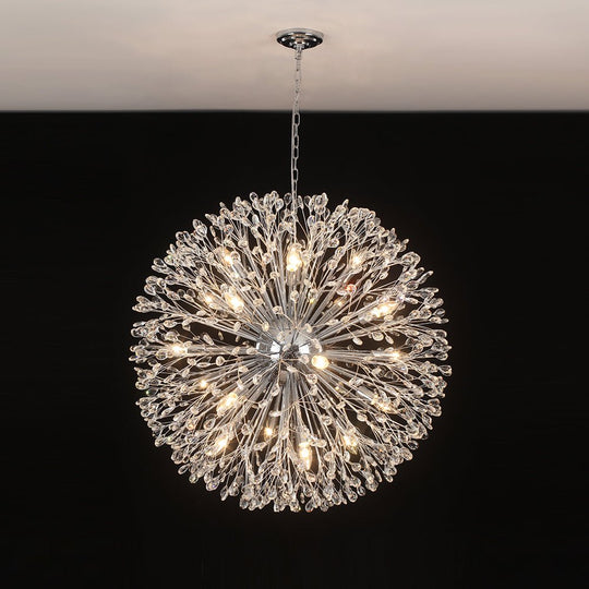 Pendantlightie - Blossom 20 - Light Large Floral Crystal Globe Dandelion Chandelier - Chandeliers - Chrome - 