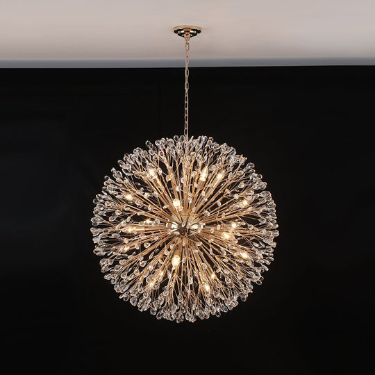 Pendantlightie - Blossom 20 - Light Large Floral Crystal Globe Dandelion Chandelier - Chandeliers - Chrome - 