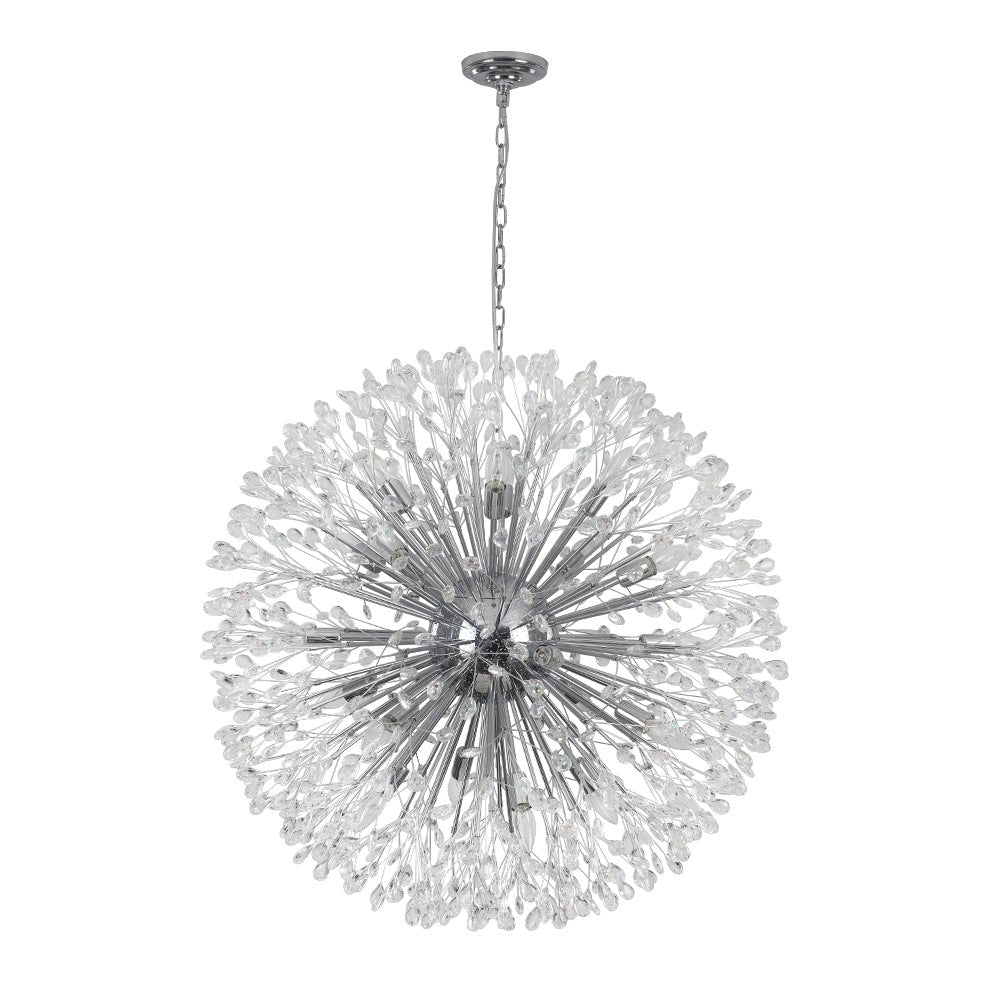 Pendantlightie - Blossom 20 - Light Large Floral Crystal Globe Dandelion Chandelier - Chandeliers - Chrome - 