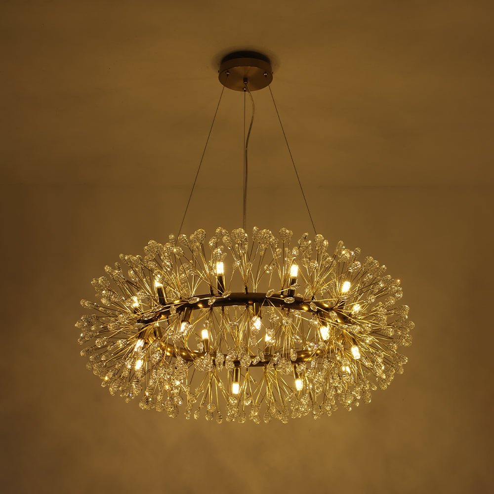 Pendantlightie - Blossom 20 - Light Large Floral Crystal Round Dandelion Chandelier - Chandeliers - Chrome - 