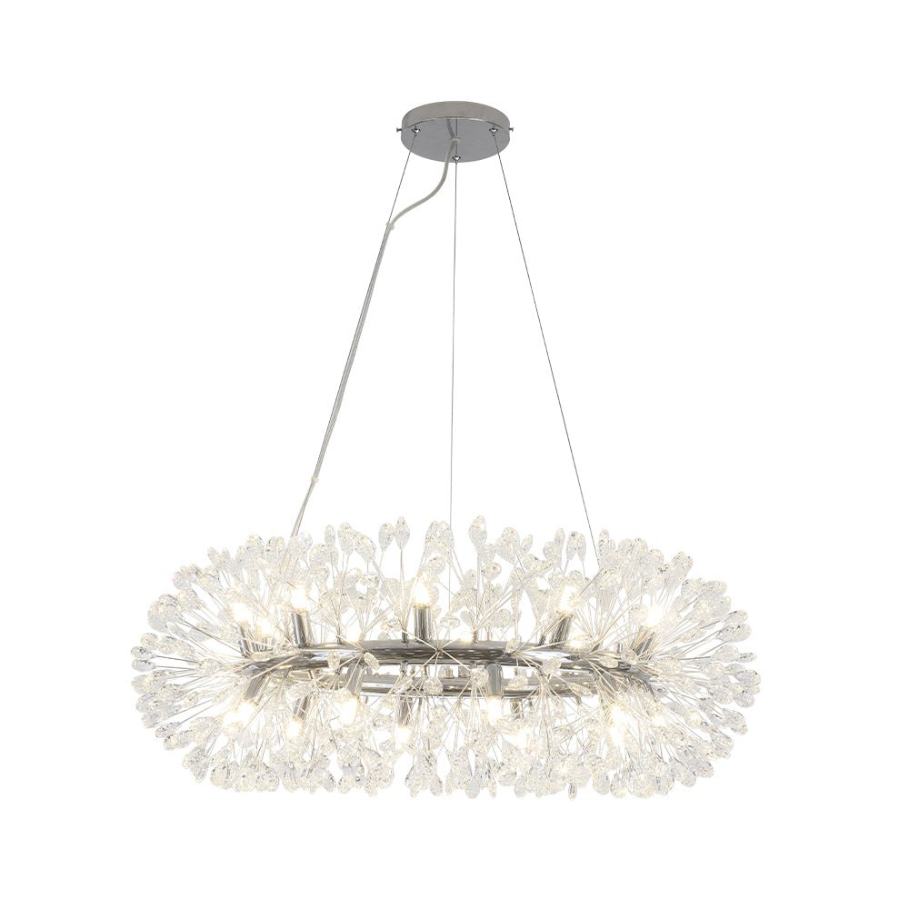 Pendantlightie - Blossom 20 - Light Large Floral Crystal Round Dandelion Chandelier - Chandeliers - Chrome - 