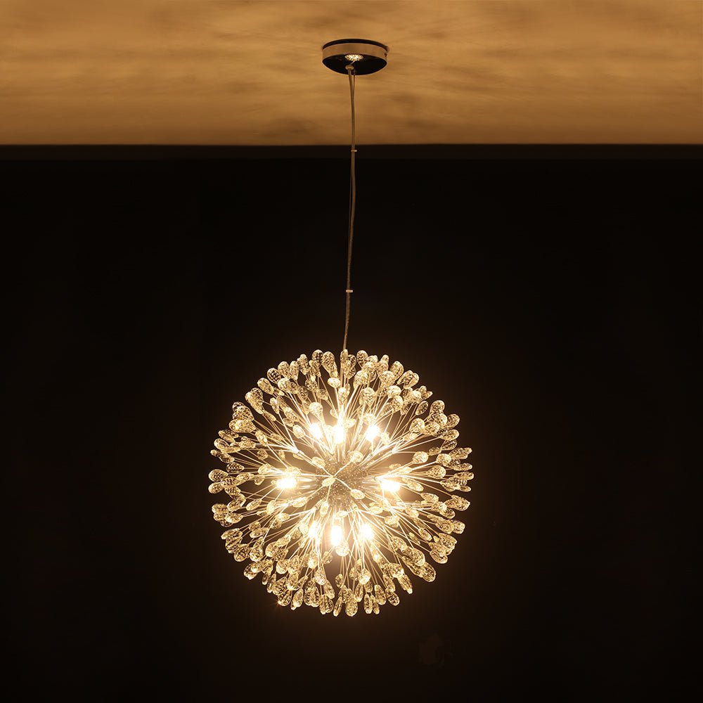 Pendantlightie - Blossom 9 - Light Floral Firework Crystal Dandelion Round Chandelier - Chandeliers - Chrome - 