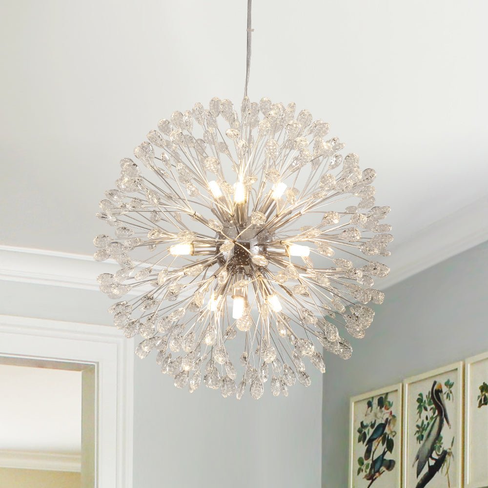 Pendantlightie - Blossom 9 - Light Floral Firework Crystal Dandelion Round Chandelier - Chandeliers - Chrome - 