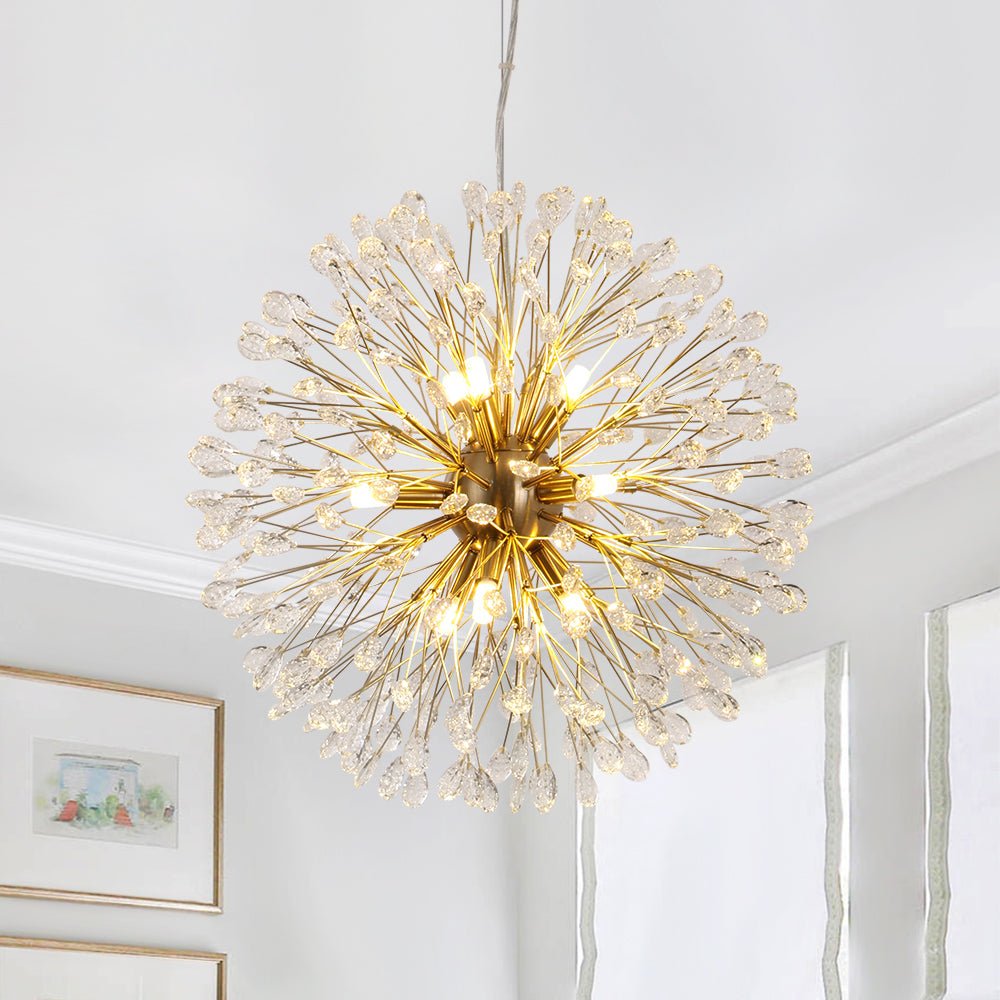 Pendantlightie - Blossom 9 - Light Floral Firework Crystal Dandelion Round Chandelier - Chandeliers - Gold - 