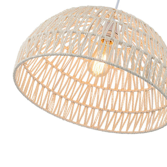 Pendantlightie-Boho 1-Light Dome Woven Rattan Pendant Light-Pendants-White-17.7 in (45 cm)