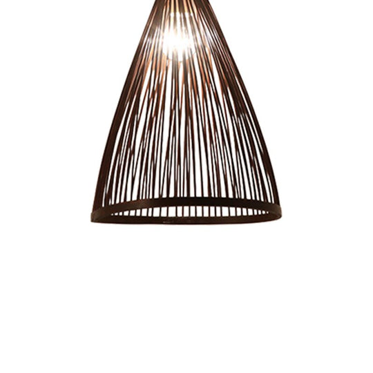 Pendantlightie - Boho 1 - Light Handwoven Bamboo Rattan Farmhouse Cone Pendant - Pendants - Black - Medium