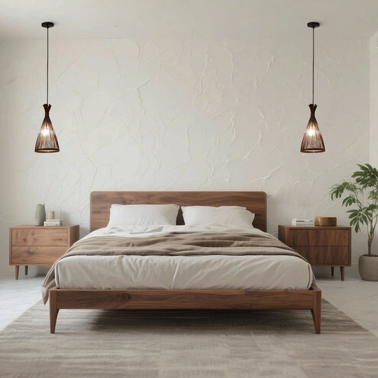 Pendantlightie - Boho 1 - Light Handwoven Bamboo Rattan Farmhouse Cone Pendant - Pendants - Black - Medium