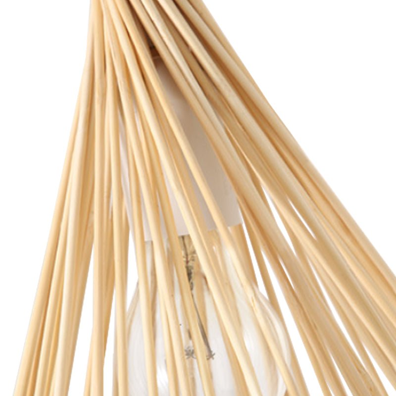 Pendantlightie - Boho 1 - Light Handwoven Bamboo Rattan Farmhouse Cone Pendant - Pendants - Black - Medium