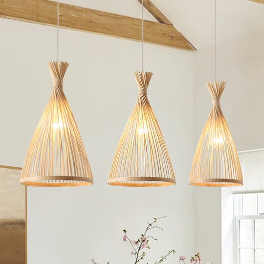 Pendantlightie - Boho 1 - Light Handwoven Bamboo Rattan Farmhouse Cone Pendant - Pendants - Natural - Small