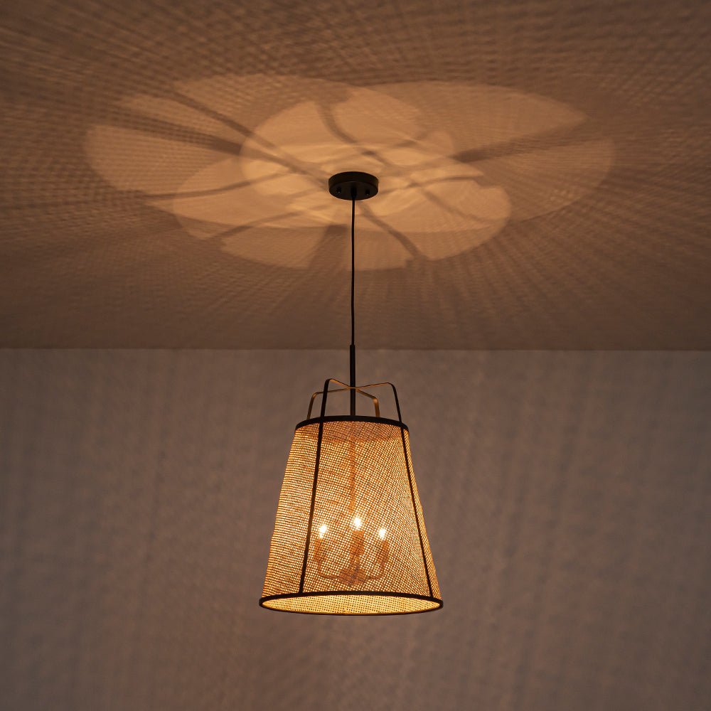 Pendantlightie - Boho 3 - Light Conical Hollowed Rattan Hand Woven Tapered Pendant - Pendants - Medium - 
