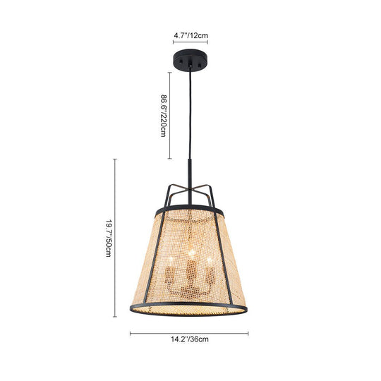 Pendantlightie - Boho 3 - Light Conical Hollowed Rattan Hand Woven Tapered Pendant - Pendants - Medium - 