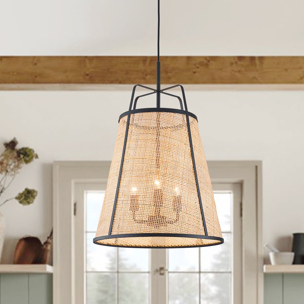 Pendantlightie - Boho 3 - Light Conical Hollowed Rattan Hand Woven Tapered Pendant - Pendants - Medium - 