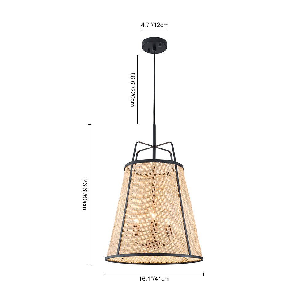 Pendantlightie - Boho 3 - Light Conical Hollowed Rattan Hand Woven Tapered Pendant - Pendants - Medium - 