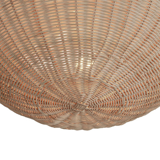 Pendantlightie - Boho Farmhouse 2 - Light Scalloped Bowl Handwoven Rattan Semi Flush Mount - Semi Flush Mount - White - 