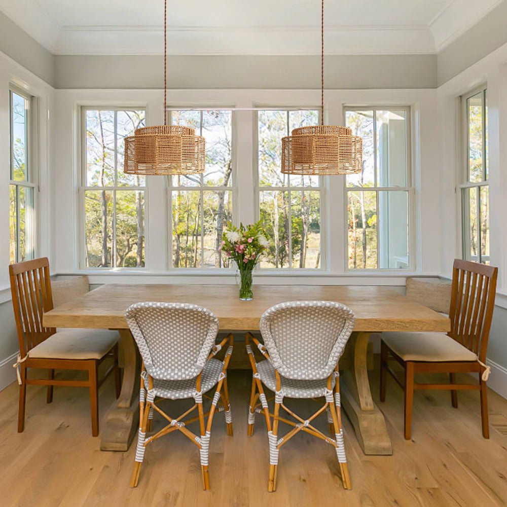 Pendantlightie - Boho Natural 1 - Light Handwoven Tiered Drum Rattan Chandelier - Chandeliers - 2 - Tiered Drum - 