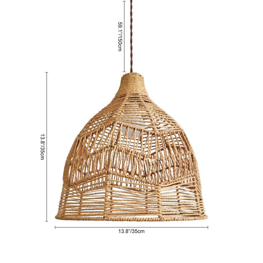 Pendantlightie - Boho Natural 1 - Light Handwoven Tiered Drum Rattan Chandelier - Chandeliers - Dome - 