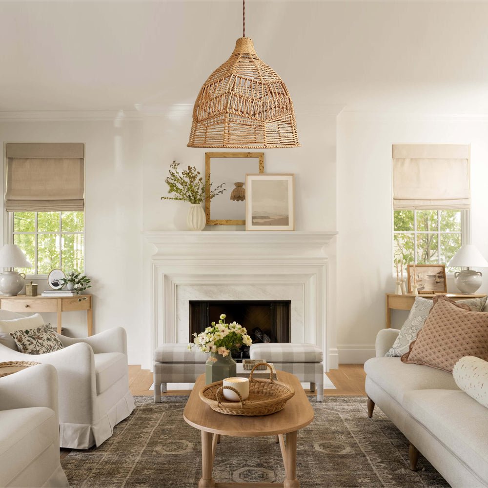 Pendantlightie - Boho Natural 1 - Light Handwoven Tiered Drum Rattan Chandelier - Chandeliers - Dome - 