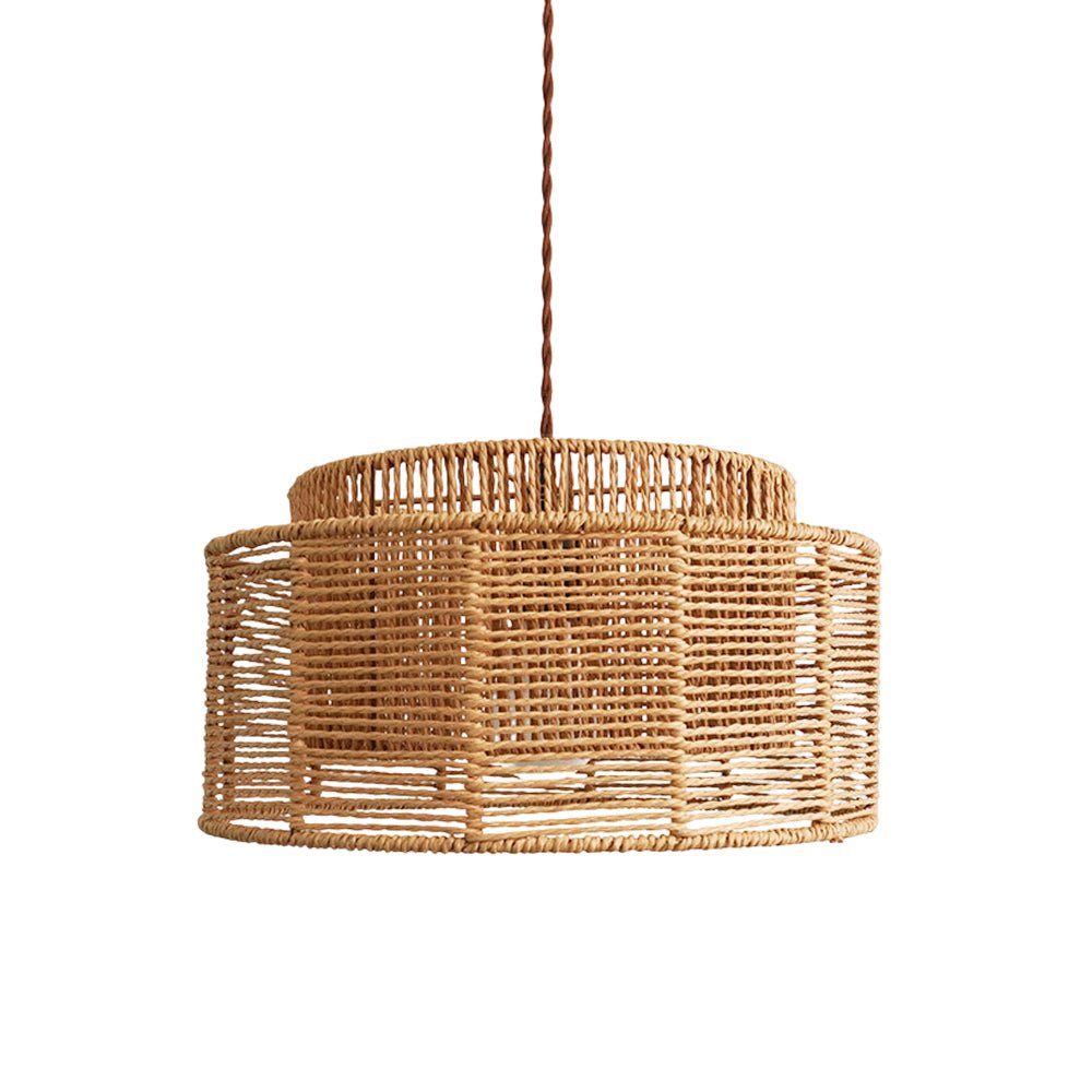 Pendantlightie - Boho Natural 1 - Light Handwoven Tiered Drum Rattan Chandelier - Chandeliers - Dome - 