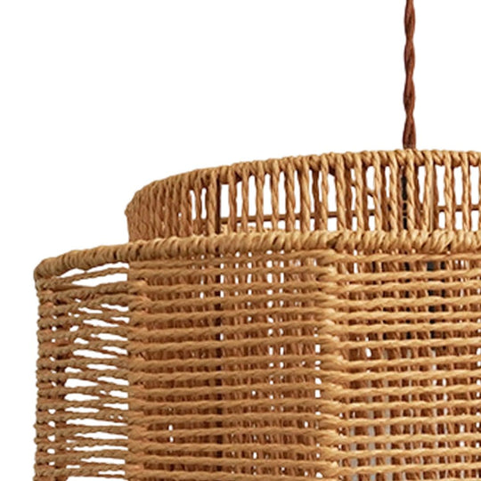 Pendantlightie - Boho Natural 1 - Light Handwoven Tiered Drum Rattan Chandelier - Chandeliers - Dome - 