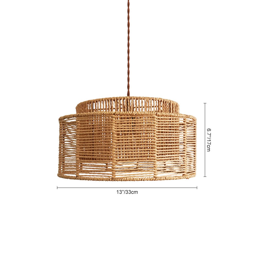 Pendantlightie - Boho Natural 1 - Light Handwoven Tiered Drum Rattan Chandelier - Chandeliers - Dome - 